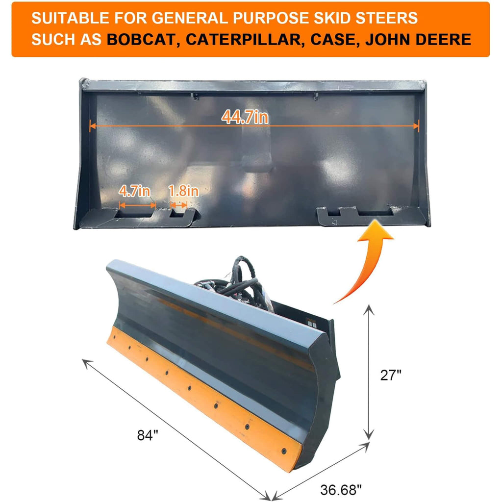 Heavy-Duty 84-Inch 6-Way Skid Steer Dozer Blade Attachment (SAK17862)