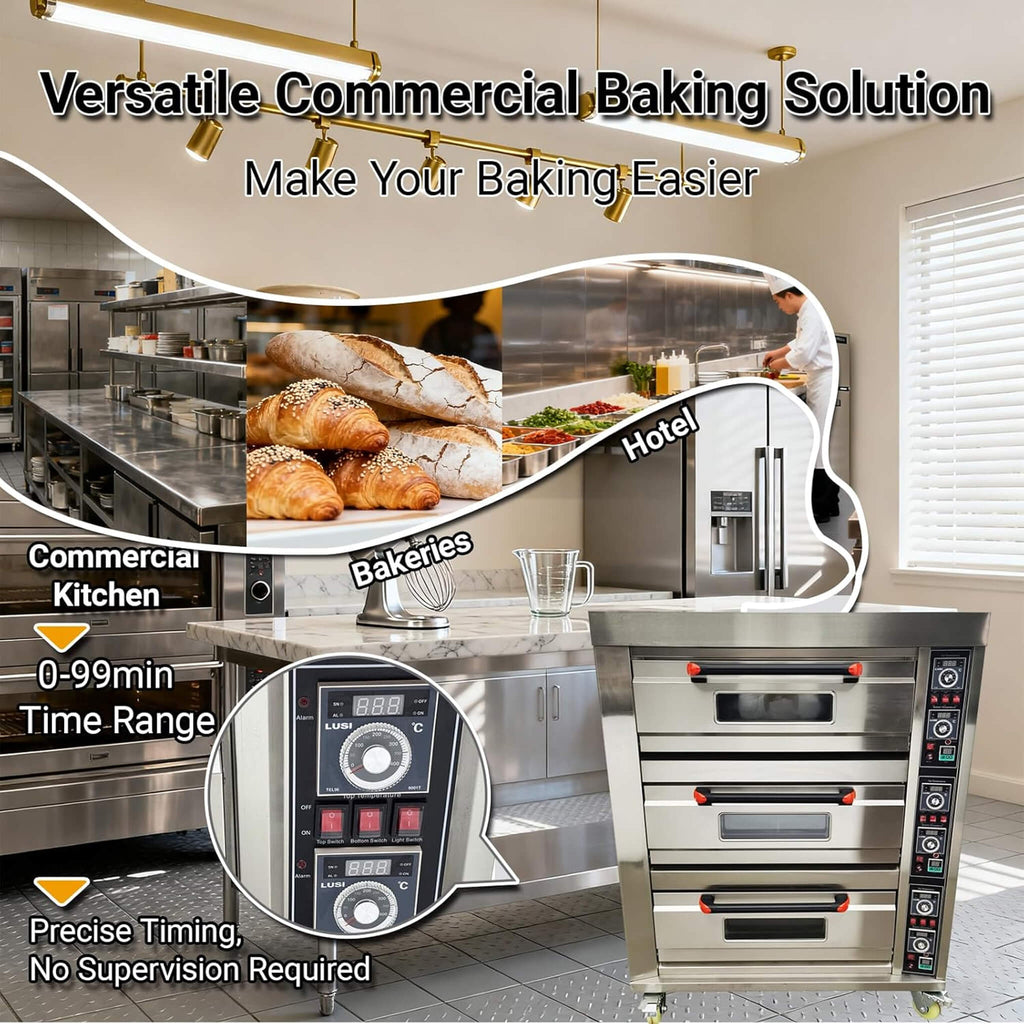 Heavy-Duty Commercial Triple Deck 220V 19.8KW Electric Pizza Oven (SAK56751)