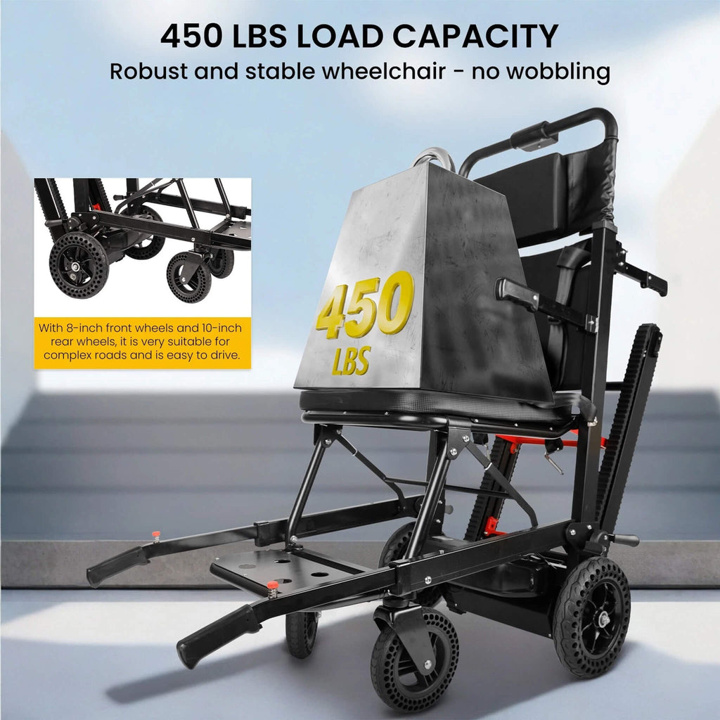 Motivo Heavy-Duty Electric Foldable Stair Climbing Wheelchair, 450LBS [FDA-Approved (SAK92801)