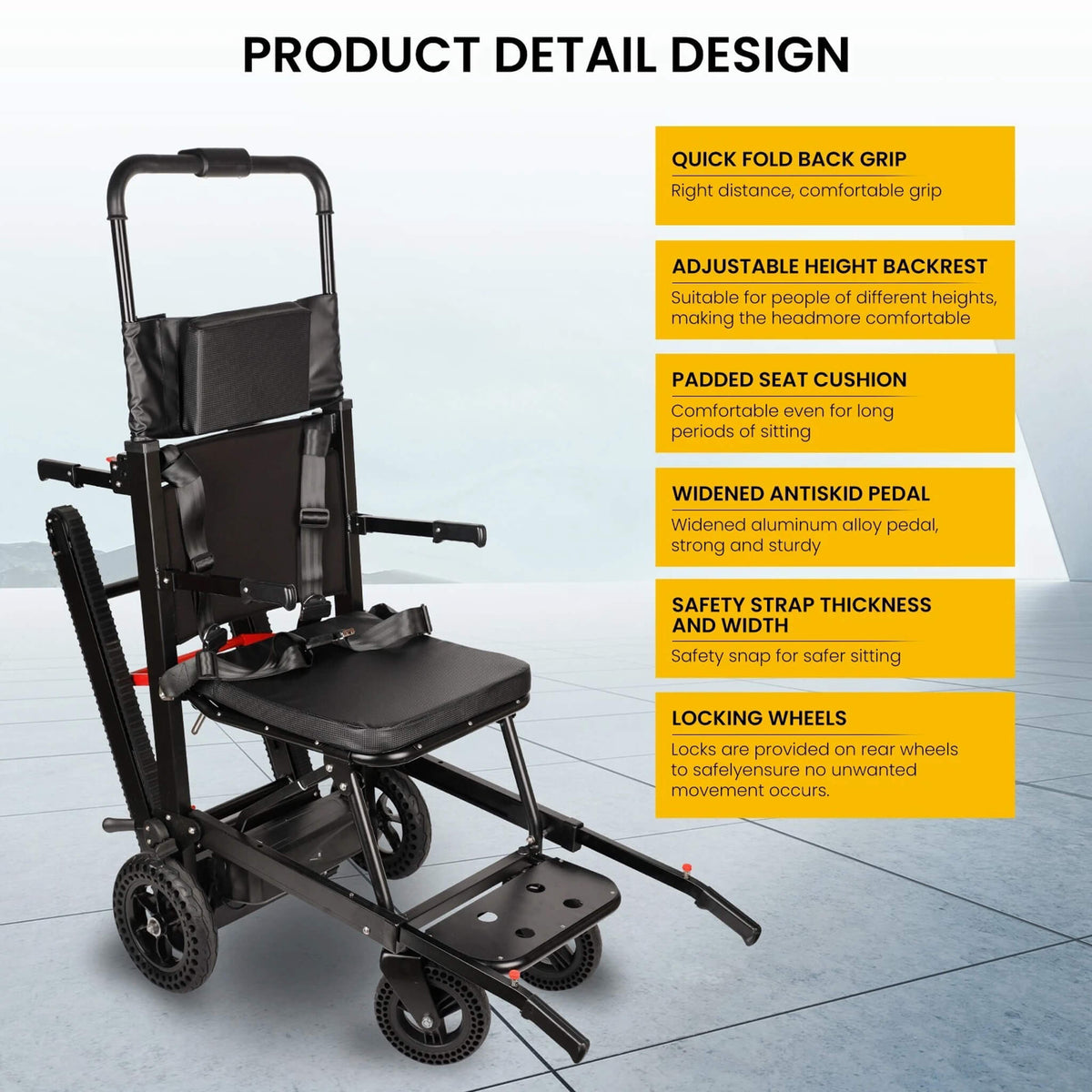 Motivo Heavy-Duty Electric Foldable Stair Climbing Wheelchair, 450LBS [FDA-Approved (SAK92801)