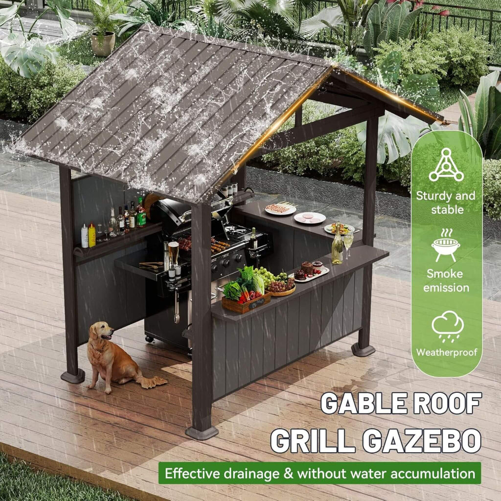 [06X09FT] Alora Heavy-Duty Gable Roof Hardtop Grill Gazebo (SAK49731)