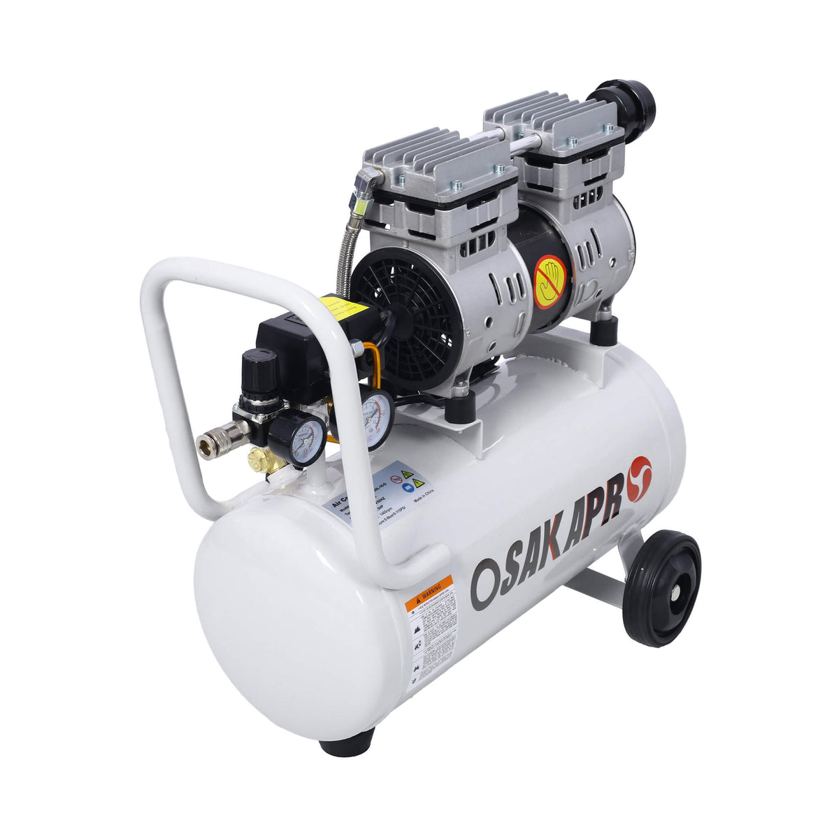 Heavy Duty 1.5/2.5HP Silent Oil-Free Portable Air Compressor With Wheels And Auto Drain (SAK53462)