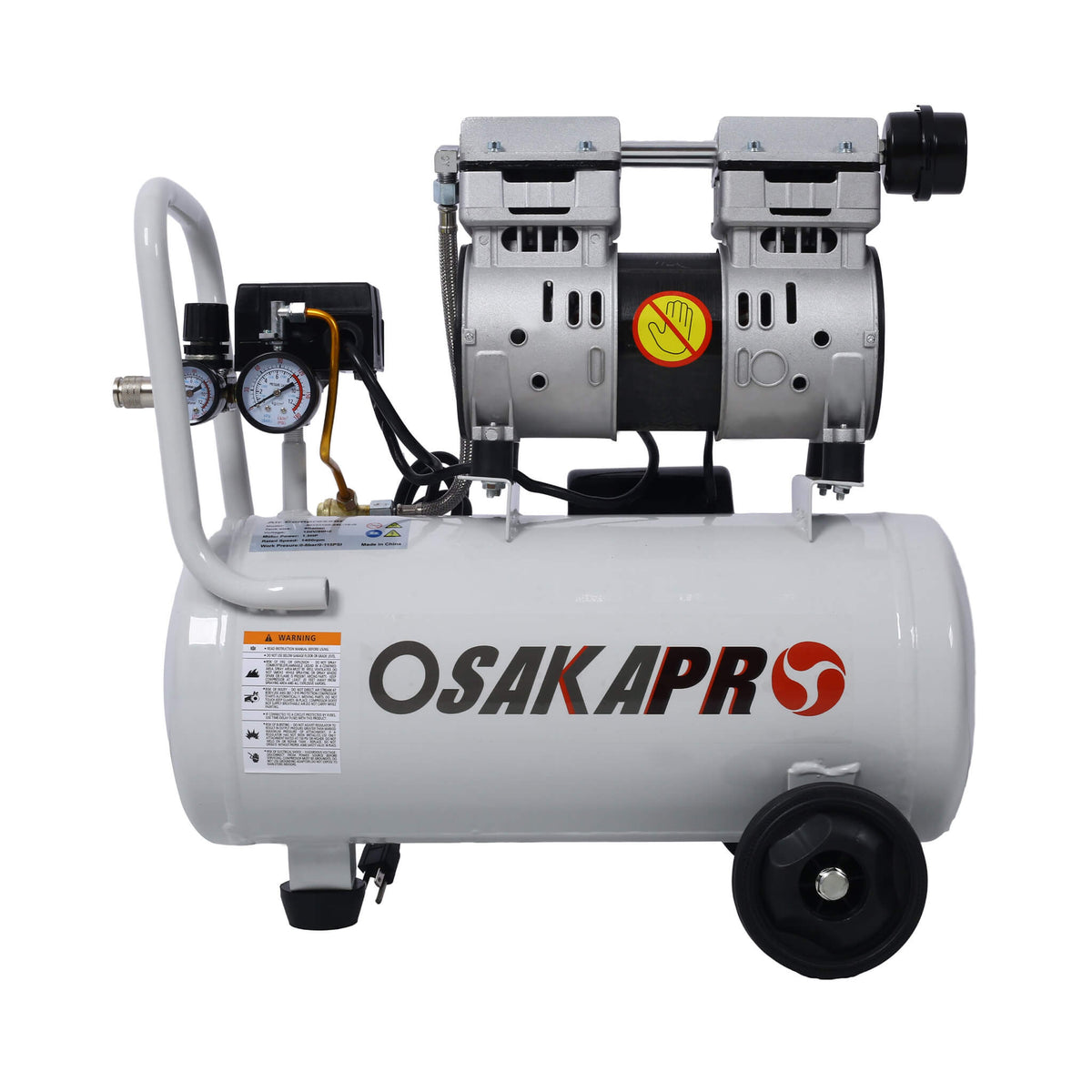 Heavy Duty 1.5/2.5HP Silent Oil-Free Portable Air Compressor With Wheels And Auto Drain (SAK53462)