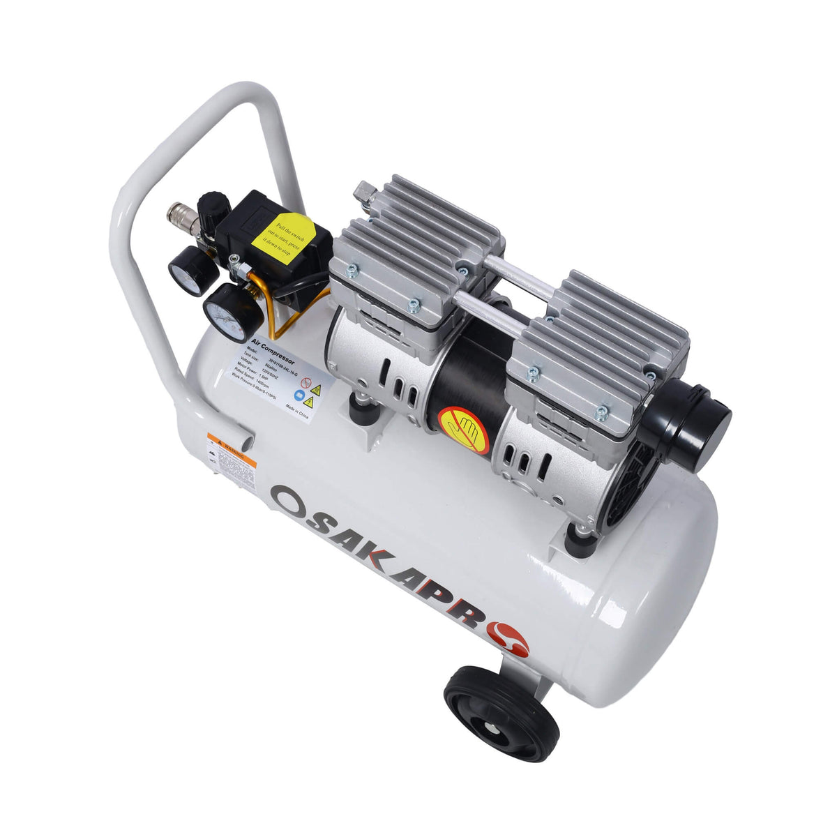 Heavy Duty 1.5/2.5HP Silent Oil-Free Portable Air Compressor With Wheels And Auto Drain (SAK53462)