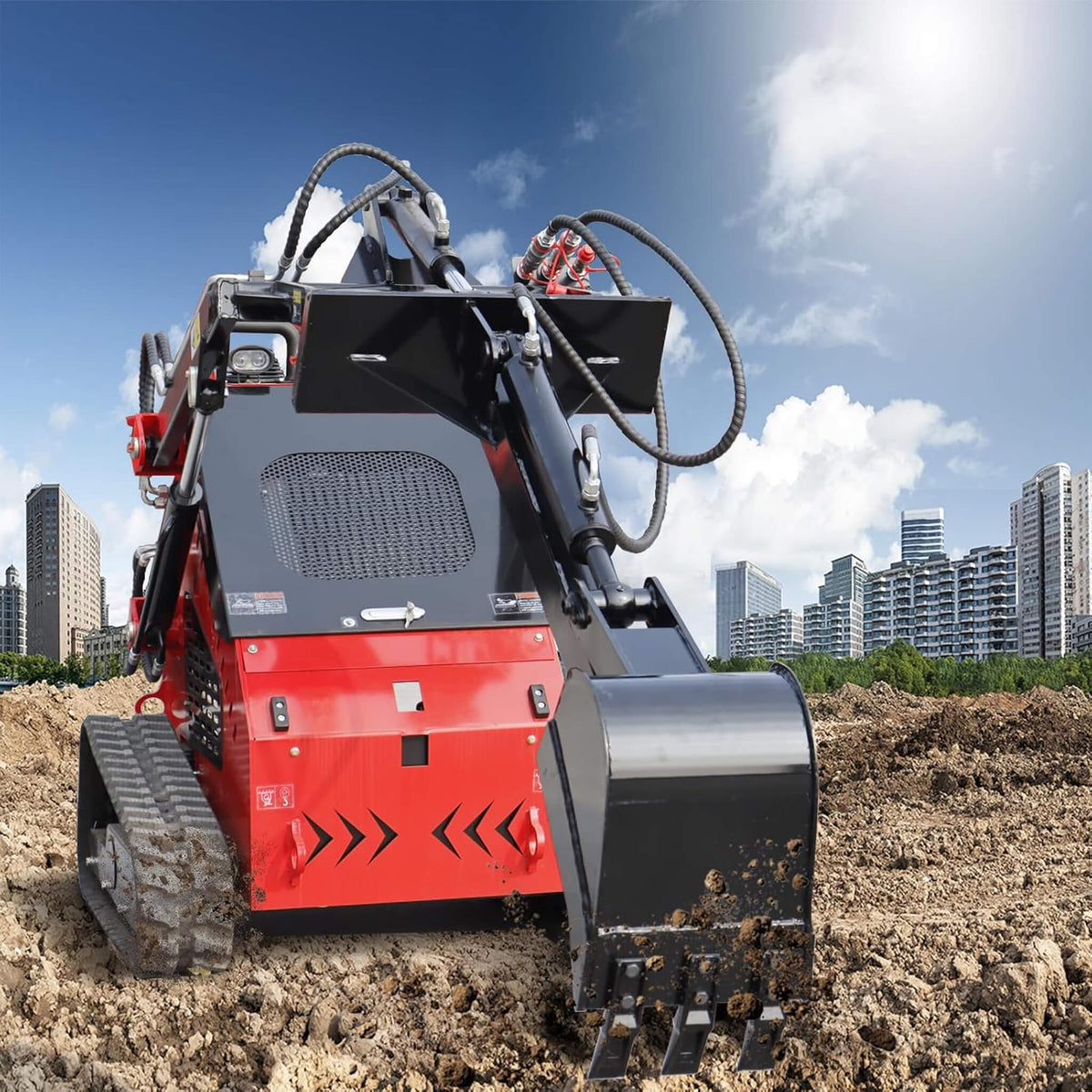 Heavy-Duty Skid Steer Fronthoe Attachment With 12-Inch Bucket (SAK95724)