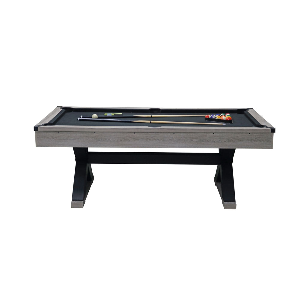 Large 84-Inch Rustic Gray Pool Table With Cues, Balls And X-Legs (SAK54361)