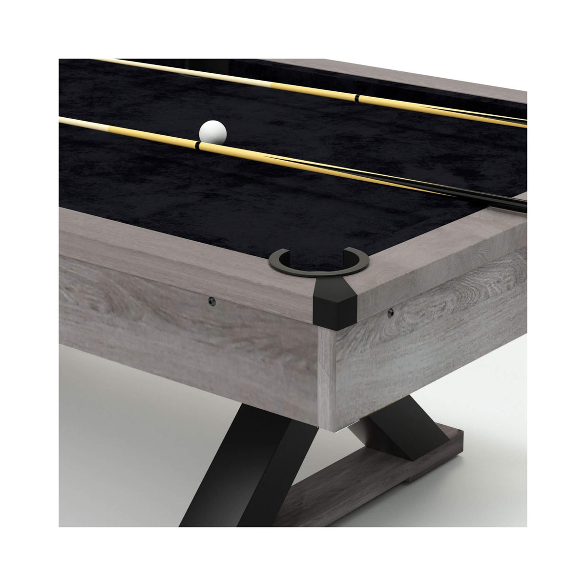 Large 84-Inch Rustic Gray Pool Table With Cues, Balls And X-Legs (SAK54361)