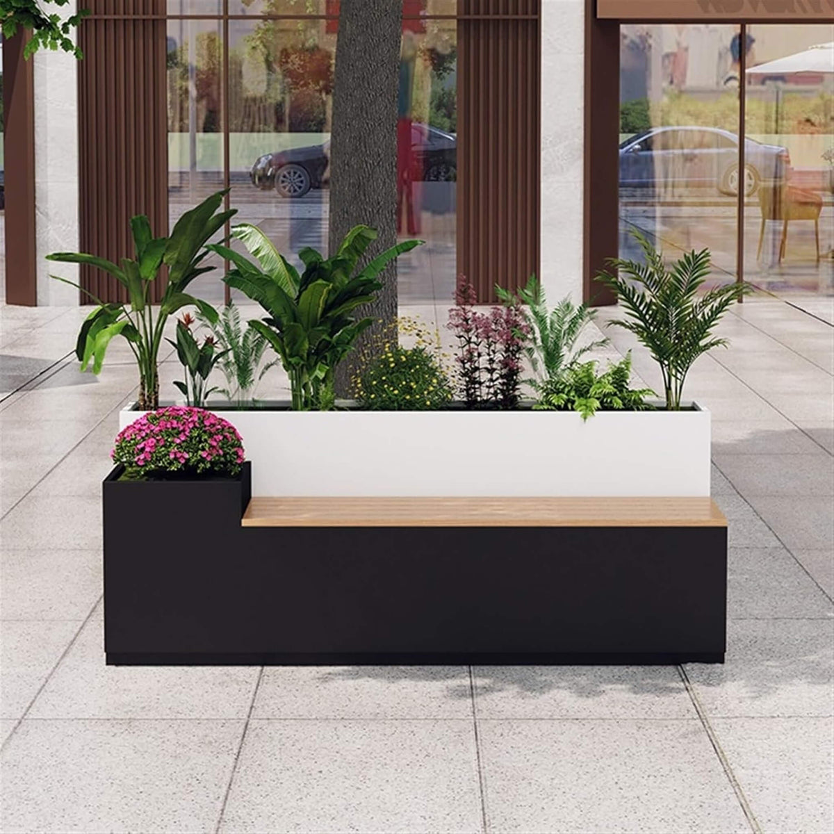 Large Outdoor All-Weather Commercial Flower Box Potting Bench [Made To Order] (SAK70249)