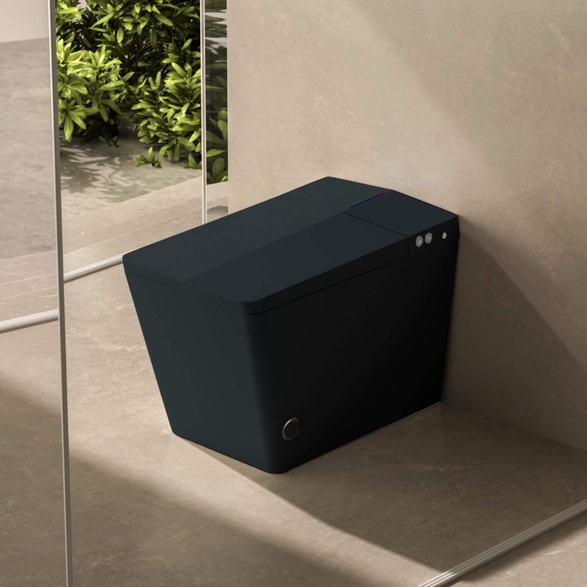 Nuvia Luxury Black Square Smart Toilet With Bidet, Remote, And Heated Seat (SAK45183)