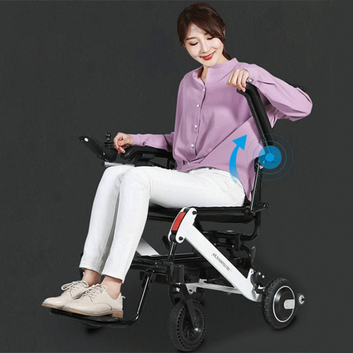 Maidesite 17.5-Inch 500W Wide Seat Lightweight Electric Folding Wheelchair (SAK33689)