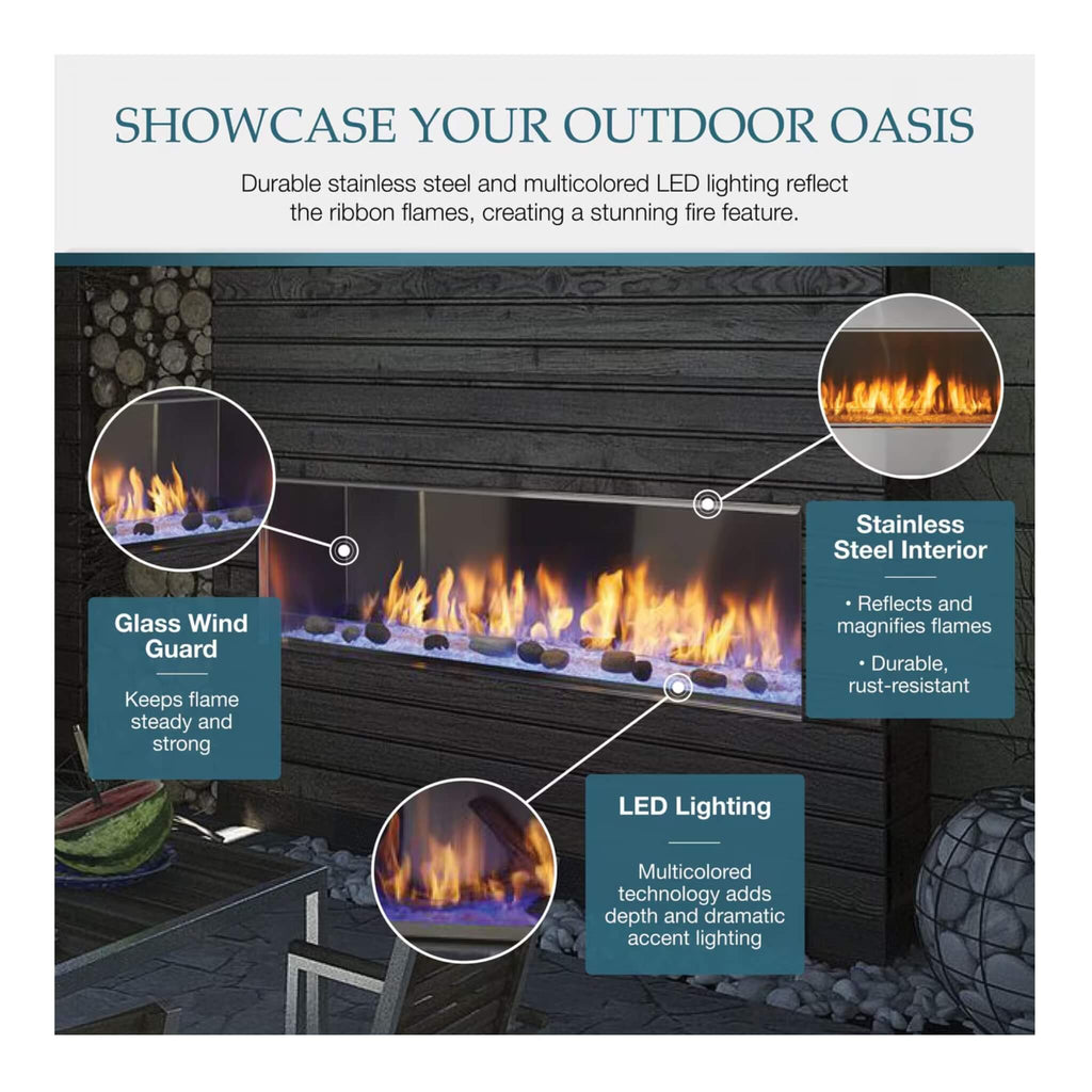 Majestic Lanai 60-Inch Single Sided Linear Outdoor Gas Fireplace [ODLANAIG-60] (SAK94821)