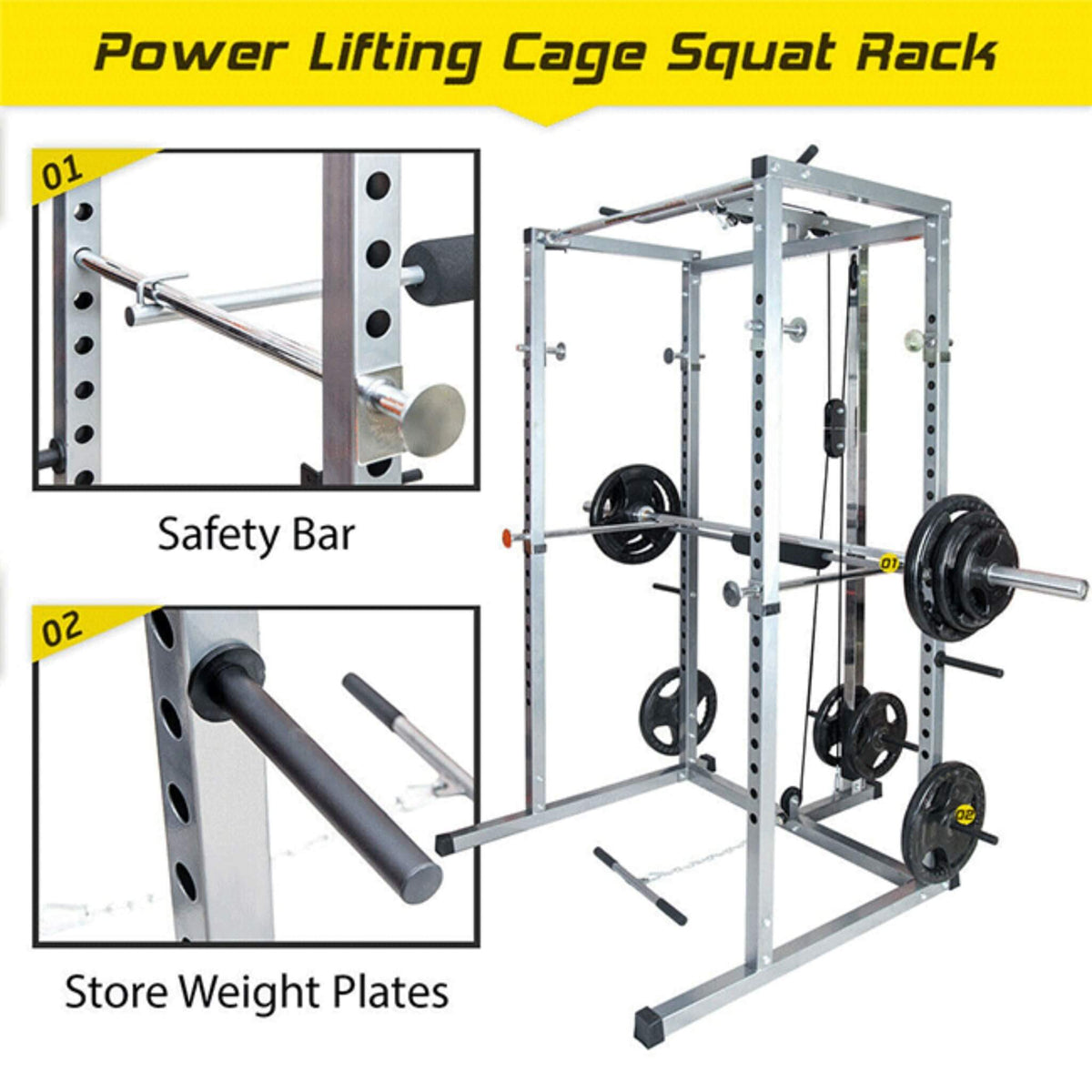 Merax Multi-Functional Olympic Power Squat Rack Cage For Home & Gym (SAK98719)