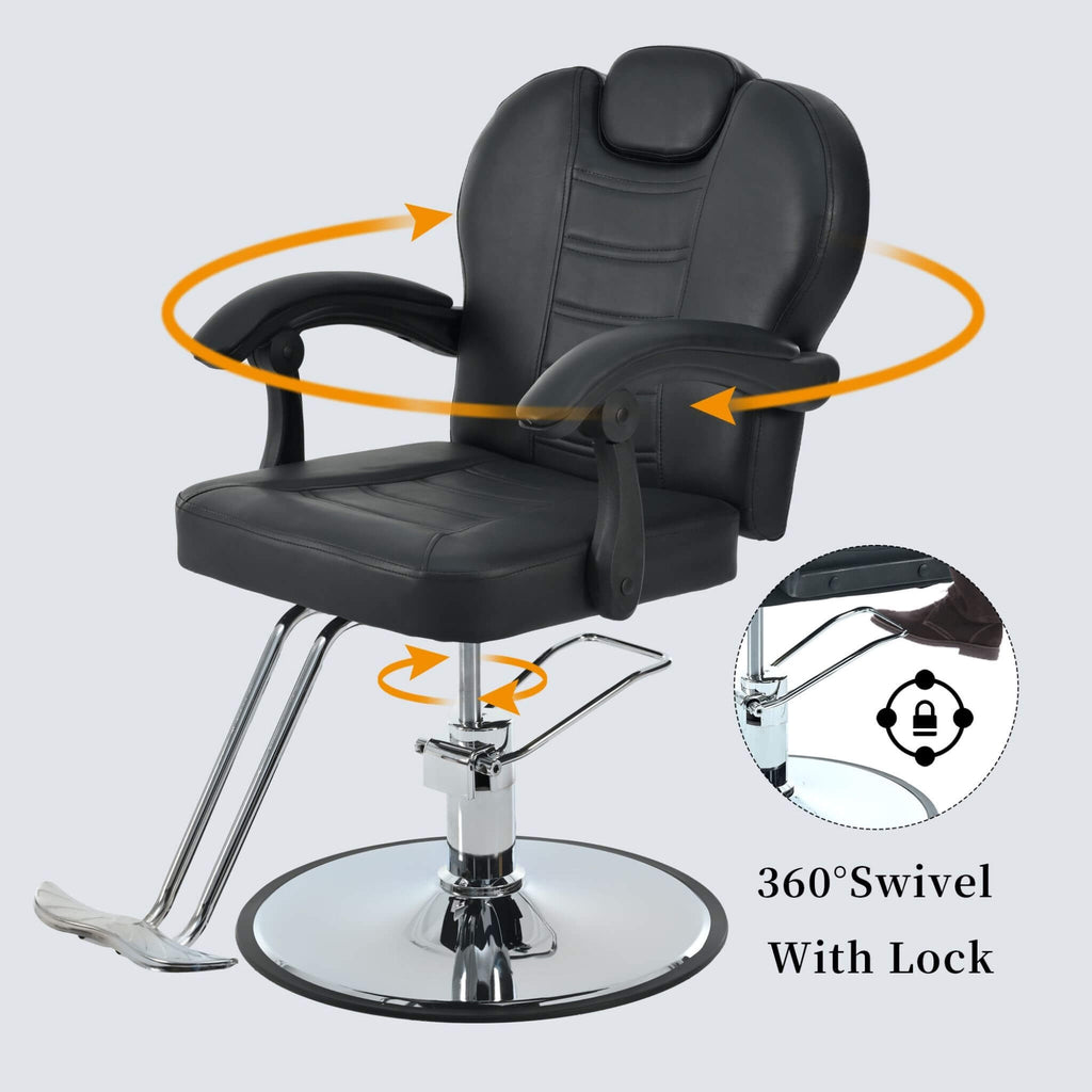 Modern Reclining Barber Chair With Adjustable Headrest And Hydraulic Pump (SAK62751)