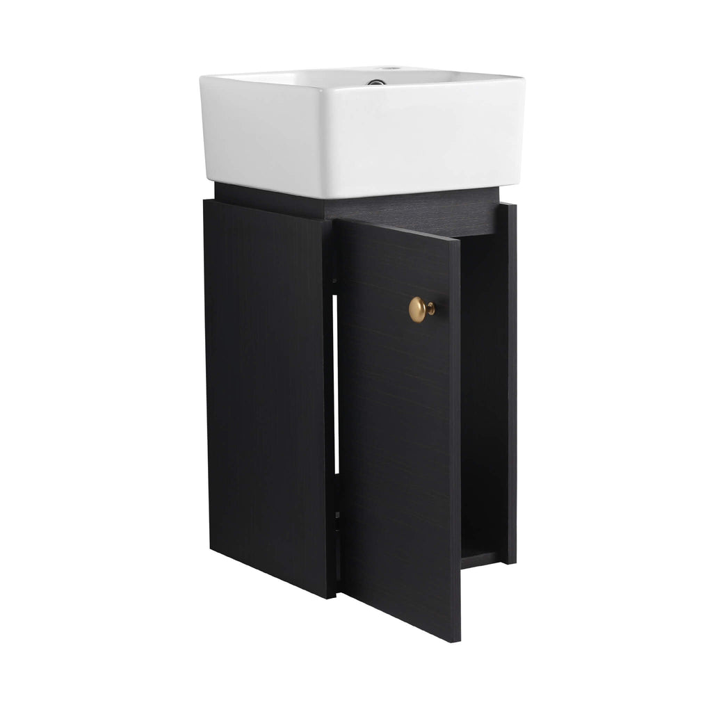 Nuvia Modern Wall-Mounted Bathroom Vanity With Ceramic Sink And Soft Close Door (SAK05214)
