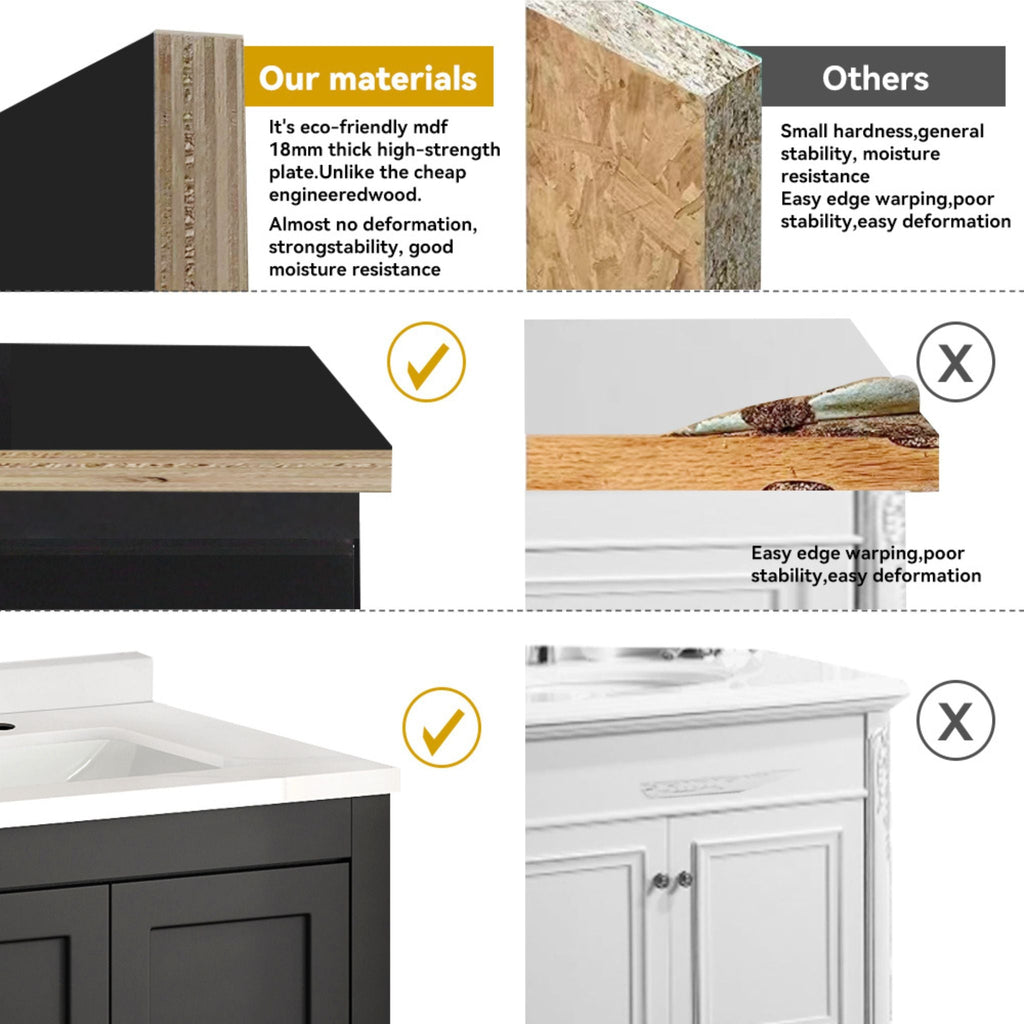 Nuvia 60-Inch Black Bathroom Vanity With Soft Close Doors And Drawers Storage (SAK86210)