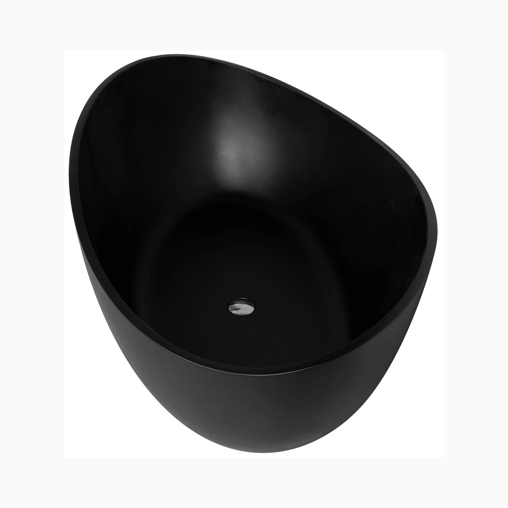 Nuvia 63-Inch Modern Freestanding Single-Piece Matte Black Finish Stone Resin Bathtub (SAK69041)