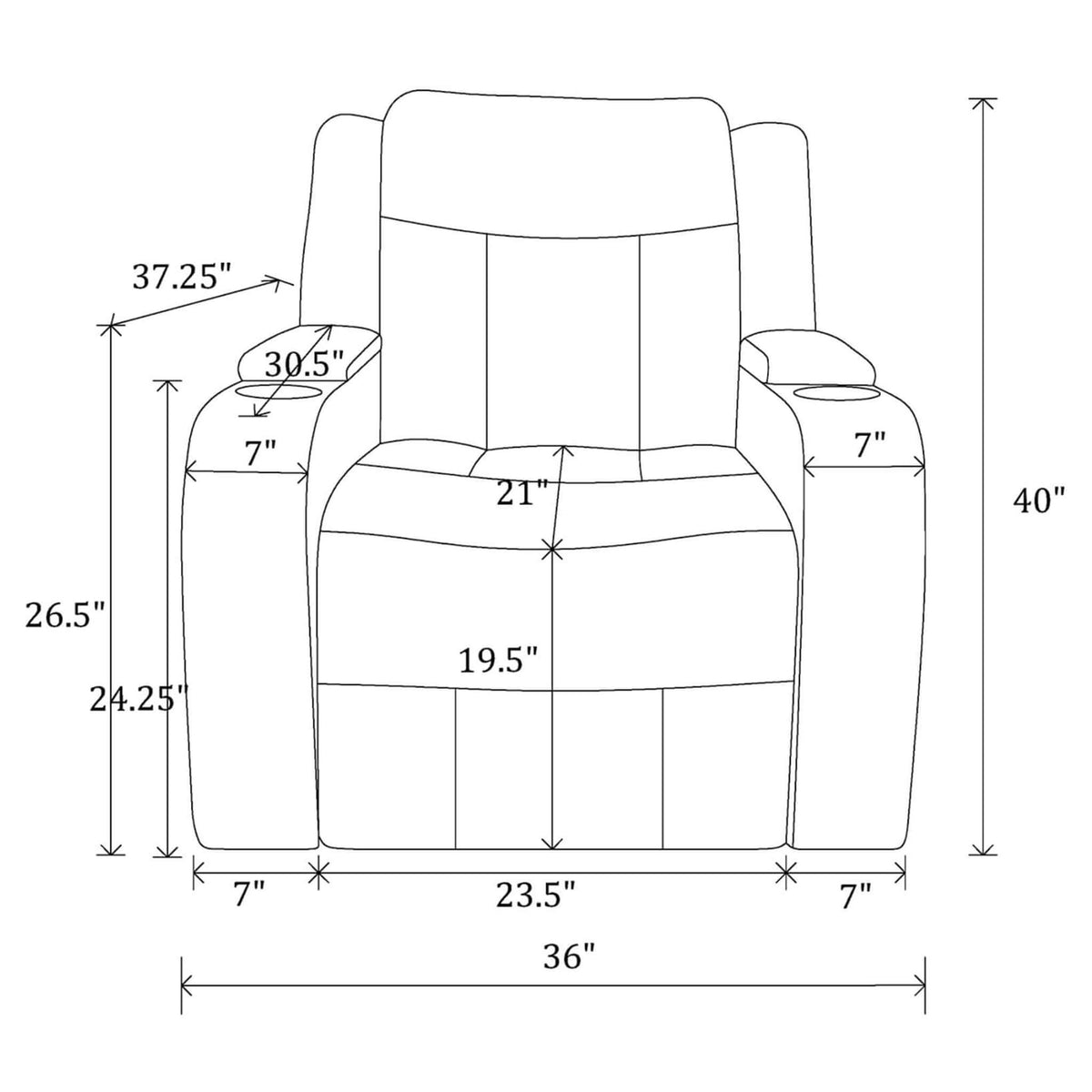 Nuvia Luxury Charcoal Upholstered Power Recliner Armchair With LED Lights (SAK16429)