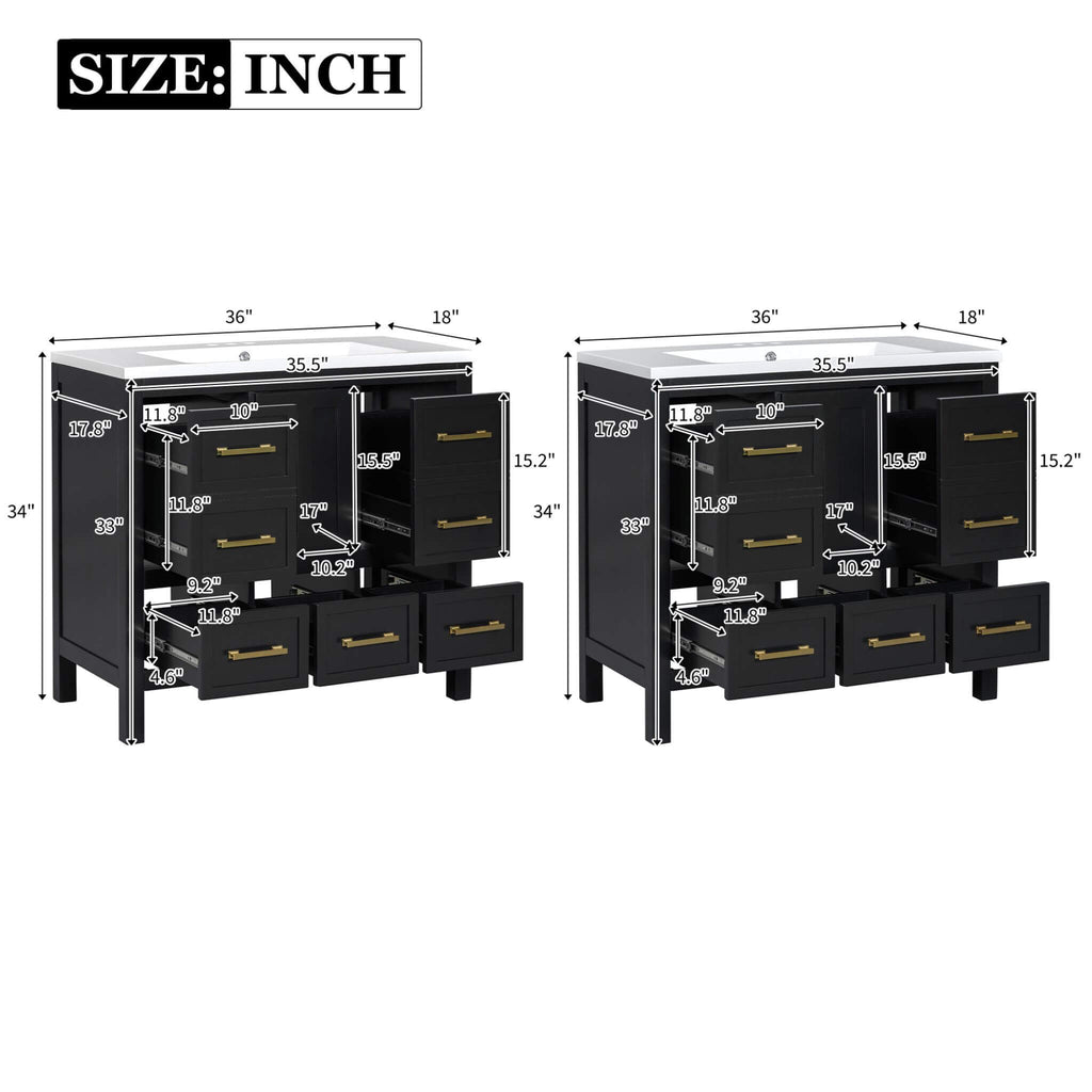 Nuvia Premium 72-Inch Bathroom Vanity Set With Resin Sink And Soft-Close Drawers [Faucet Not Included] (SAK62749)