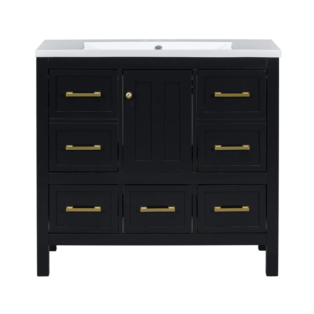 Nuvia Premium 72-Inch Bathroom Vanity Set With Resin Sink And Soft-Close Drawers [Faucet Not Included] (SAK62749)