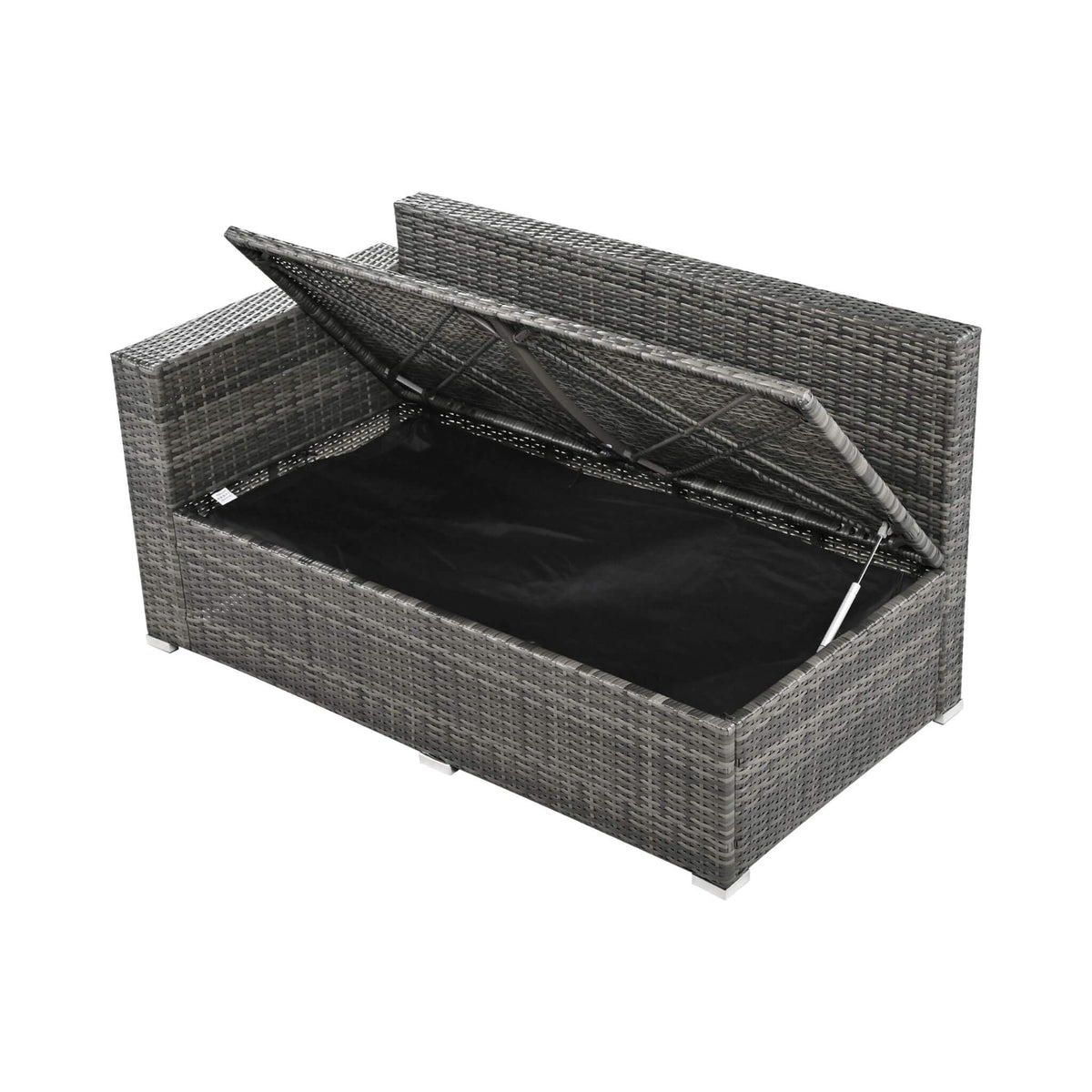 Alora Outdoor 6-Piece All-Weather PE Rattan Sofa Set With Adjustable Seat, Storage Box, Removable Covers, And Tempered Glass Table Top (SAK37221)