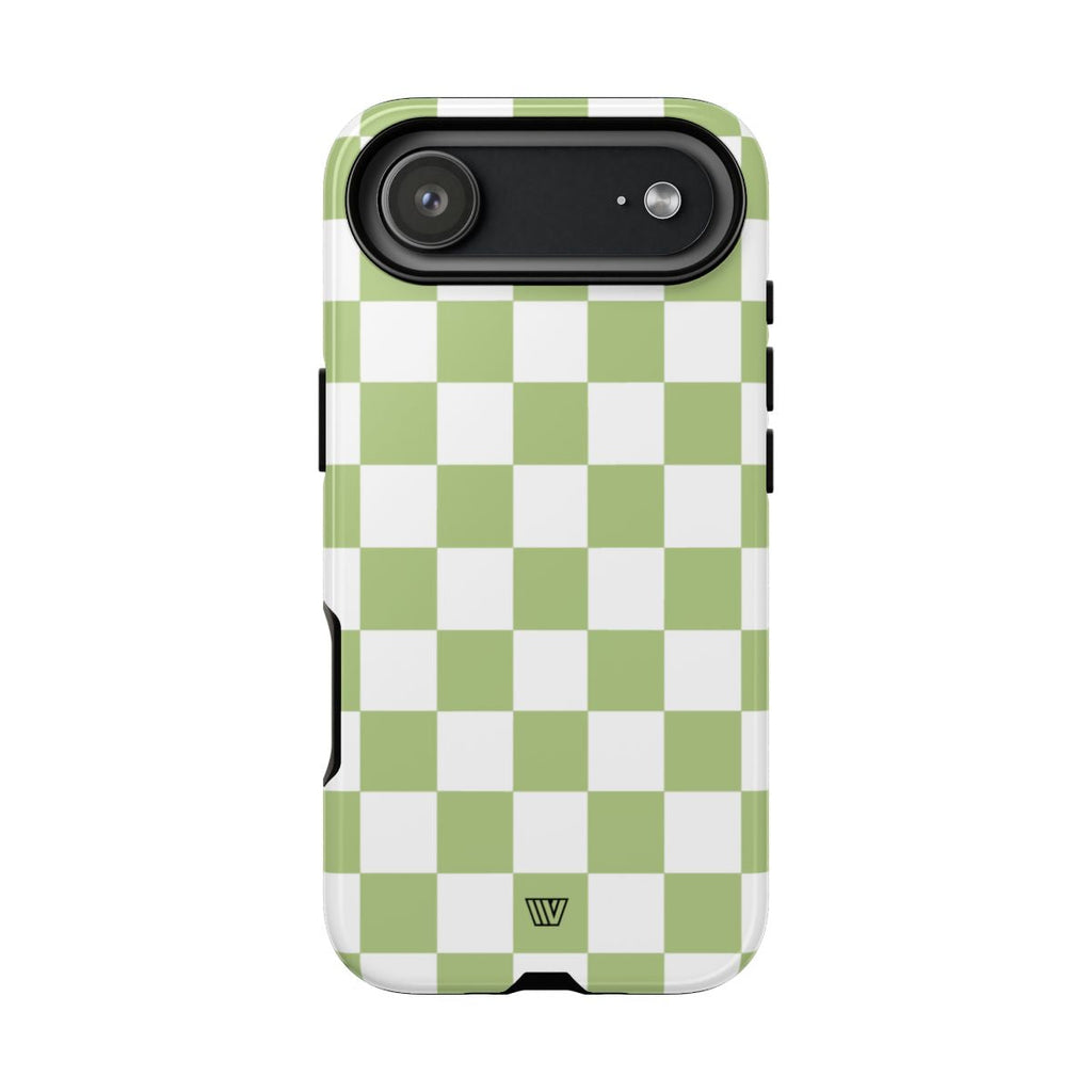 PALE OLIVE WHITE CHECKERBOARD | Tough Phone Case