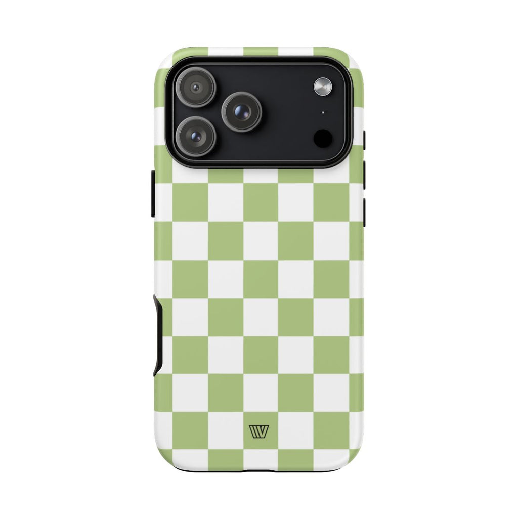 PALE OLIVE WHITE CHECKERBOARD | Tough Phone Case