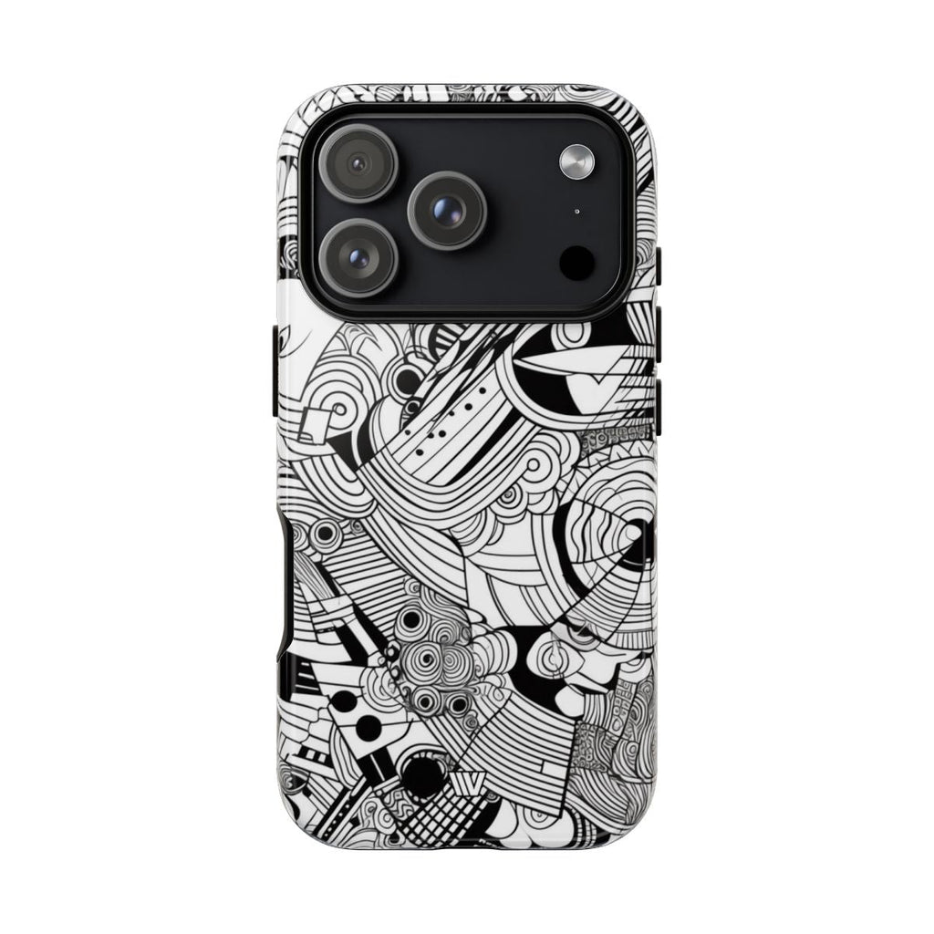 B&W ABSTRACT DOODLE | Tough Phone Case