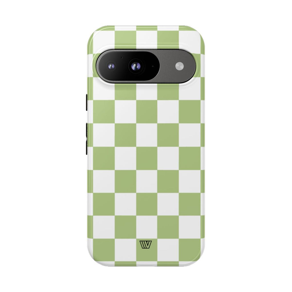 PALE OLIVE WHITE CHECKERBOARD | Tough Phone Case