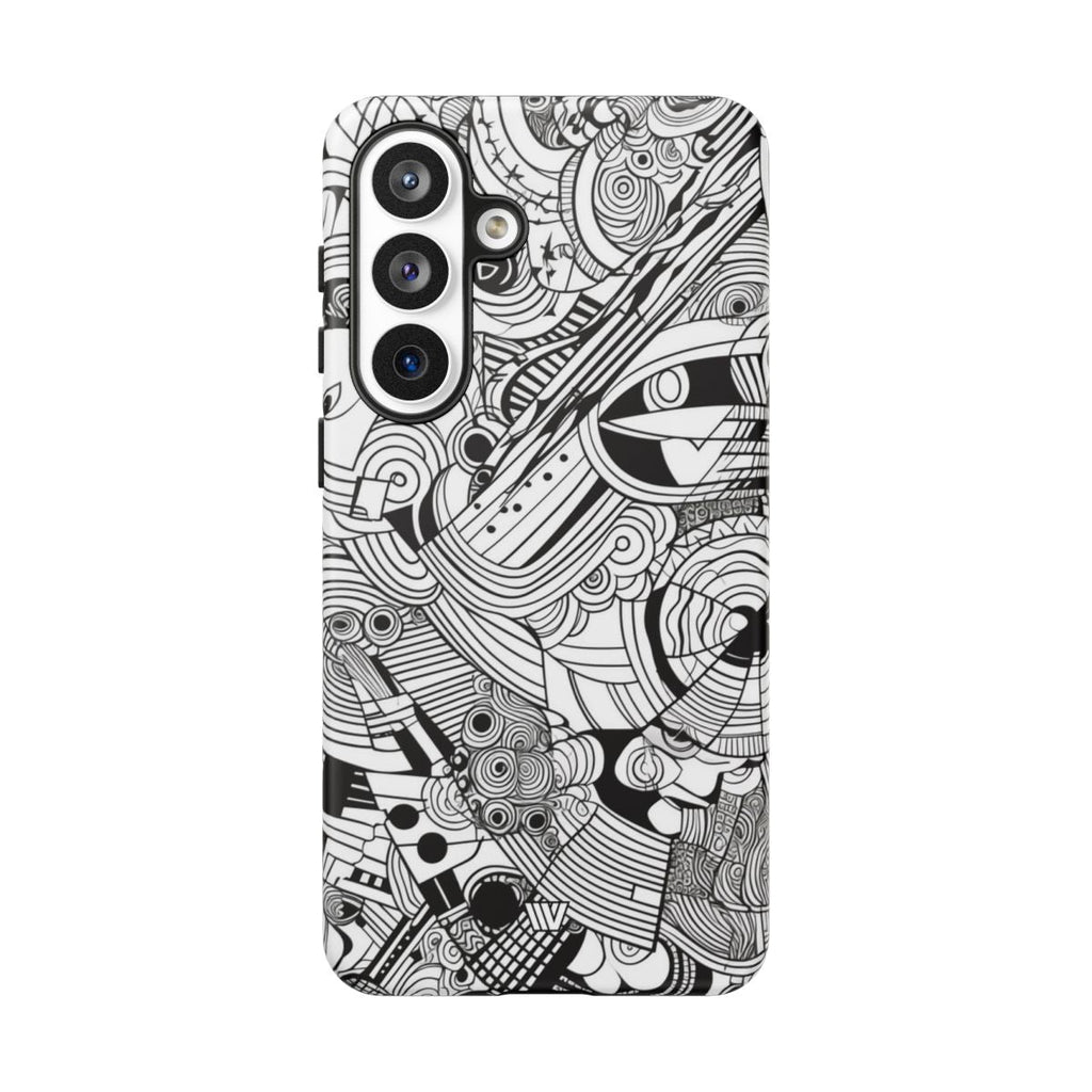 B&W ABSTRACT DOODLE | Tough Phone Case