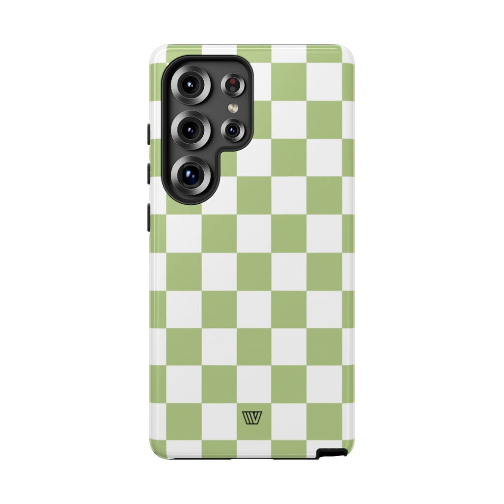 PALE OLIVE WHITE CHECKERBOARD | Tough Phone Case