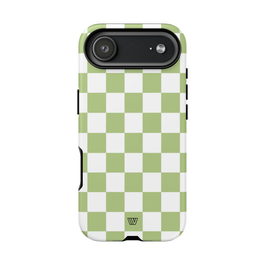 PALE OLIVE WHITE CHECKERBOARD | Tough Phone Case