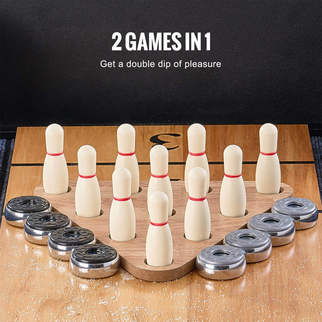 Premium 2-In-1 Shuffleboard Game Table Set With Bowling Combo (SAK81698)