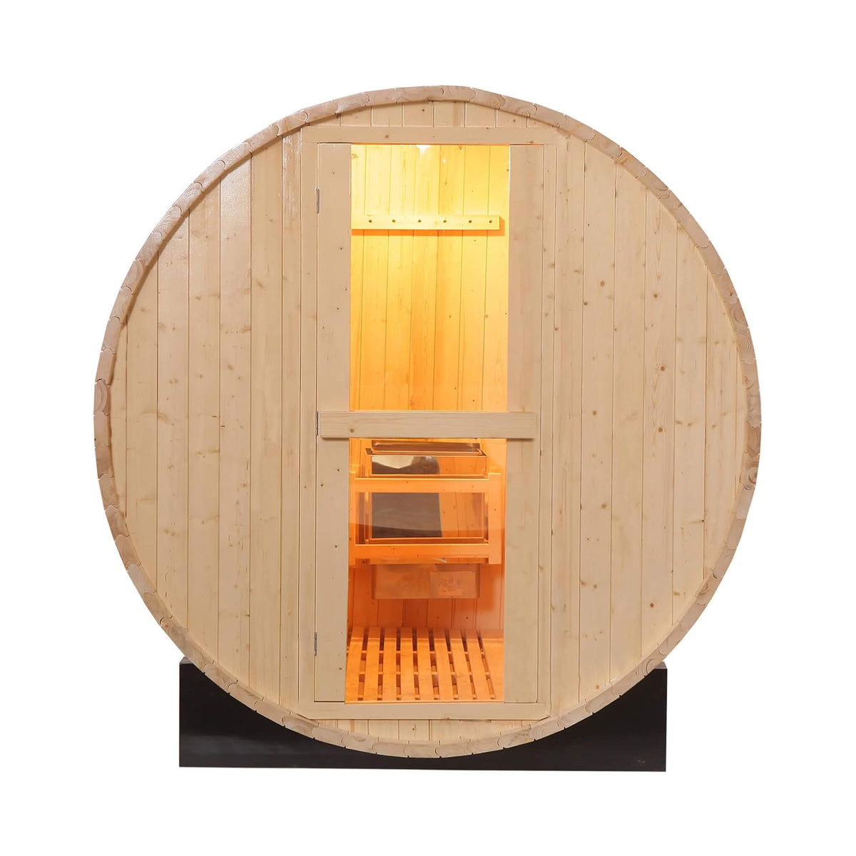 Thermora Haven Premium All-Weather Outdoor Pinewood Barrel Sauna Kit With 4.5KW Heater And Tempered Glass Window (SAK91462)