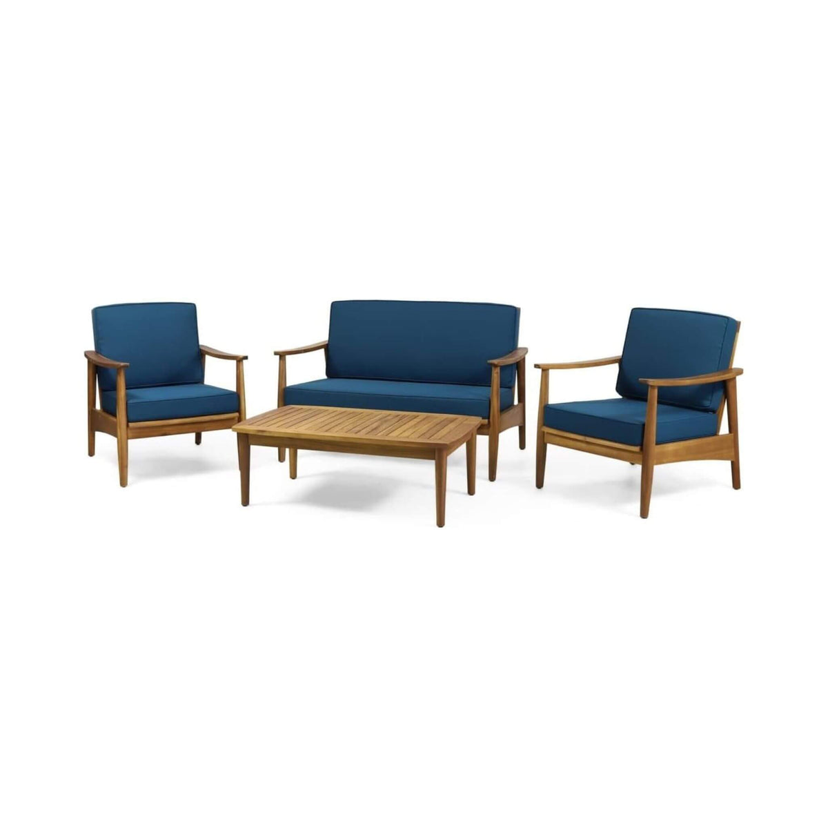 Alora Premium 4-Piece Wooden Outdoor Patio Conversation Seating Set With Cushions (SAK31469)