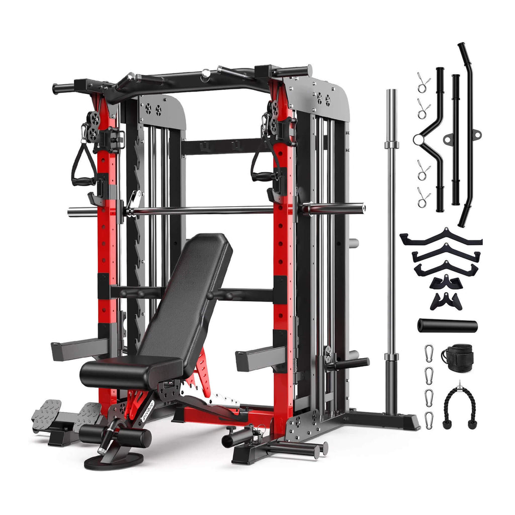 Rovix Premium 2000LBS All-In-One Squat Rack Power Cage With Smith Machine (SAK59213)
