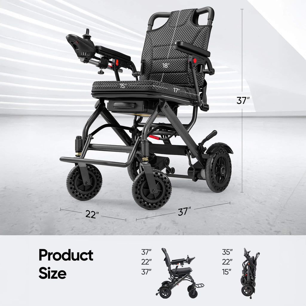 Pride Premium Lightweight Foldable All-Terrain Electric Wheelchair, 300LBS [FDA & Airline Approved] (SAK18673)