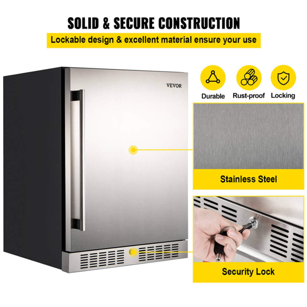 Premium 5.3 Cu.Ft Single Door Stainless Steel Built-In Wine Beverage Undercounter Refrigerator (SAK95276)