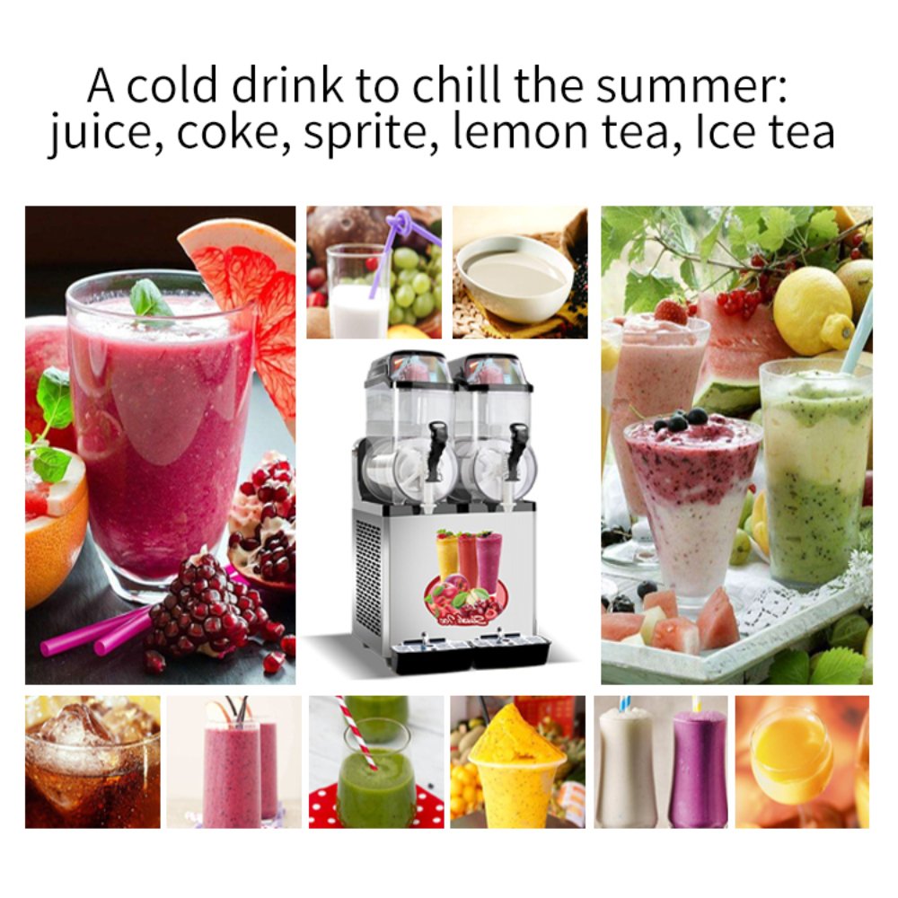Premium Stainless Steel Margarita Frozen Drink Double Tank Slushy Maker Machine, 30L (SAK48253)