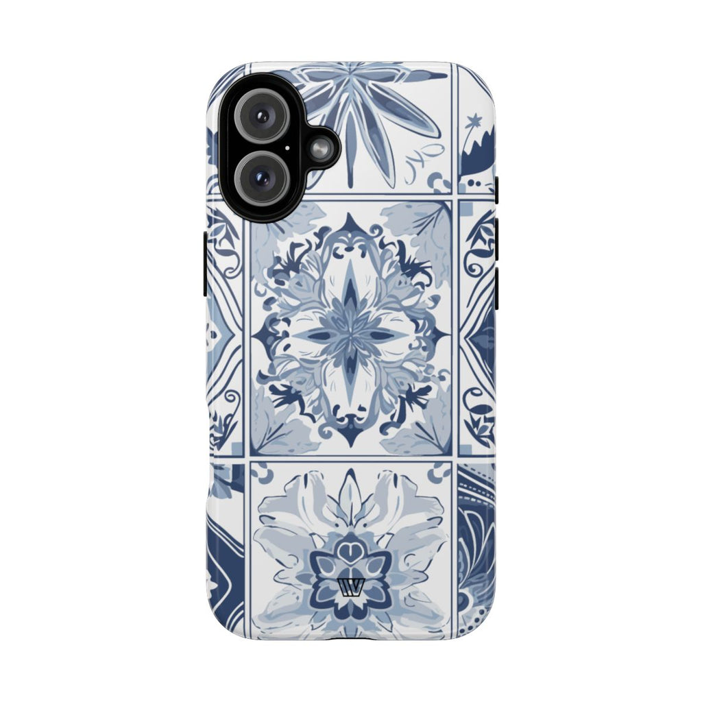 BLUE WHITE TILE | Tough Phone Case