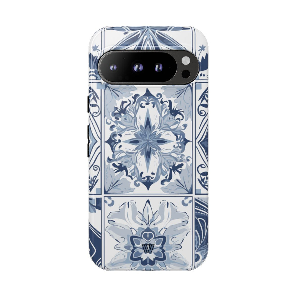 BLUE WHITE TILE | Tough Phone Case