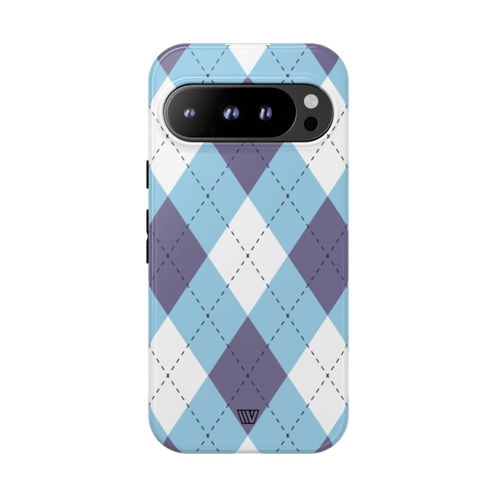 BLUE WHITE PURPLE ARGYLE | Tough Phone Case