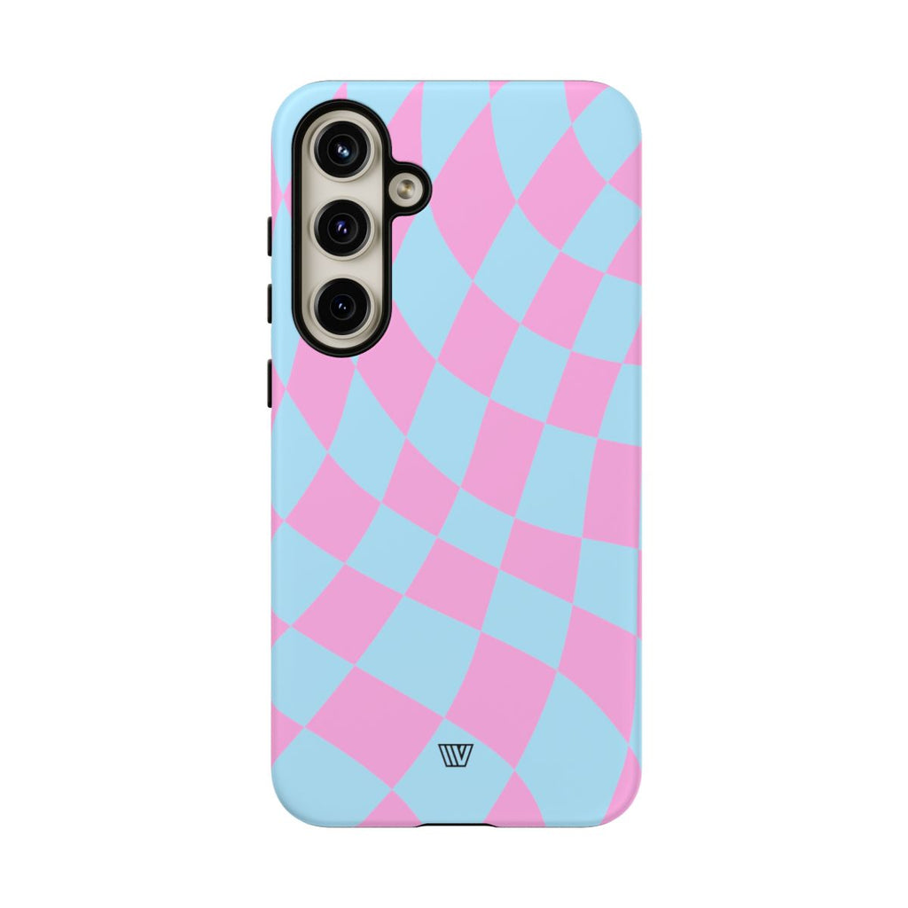BLUE PINK CURVY CHECKERBOARD | Tough Phone Case