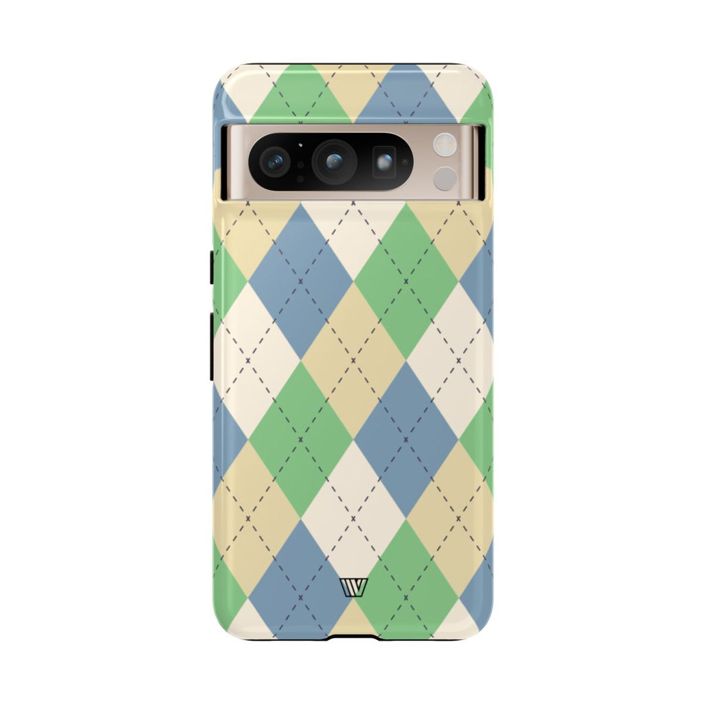 GREEN BLUE BEIGE ARGYLE | Tough Phone Case