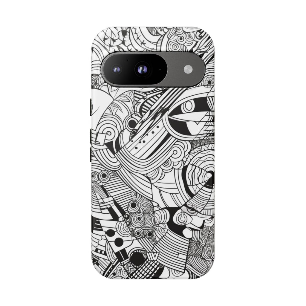 B&W ABSTRACT DOODLE | Tough Phone Case