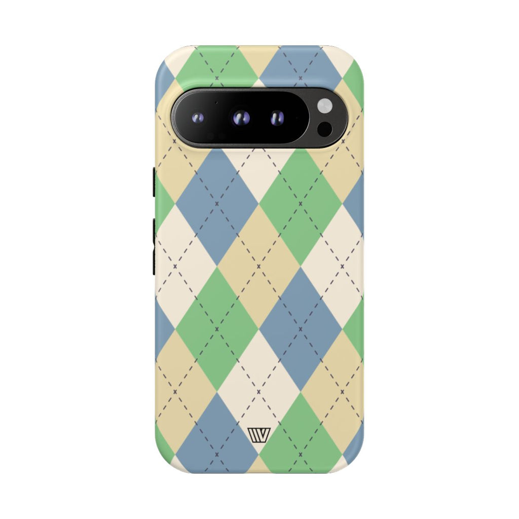 GREEN BLUE BEIGE ARGYLE | Tough Phone Case