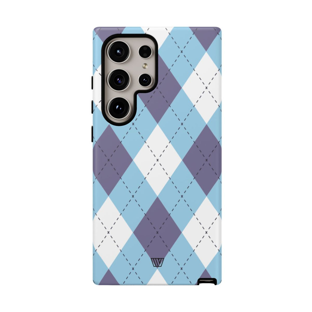 BLUE WHITE PURPLE ARGYLE | Tough Phone Case