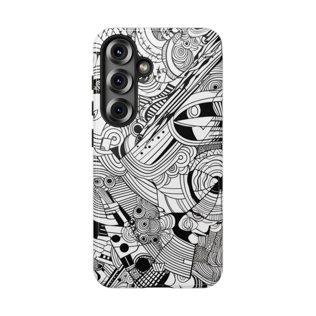 B&W ABSTRACT DOODLE | Tough Phone Case