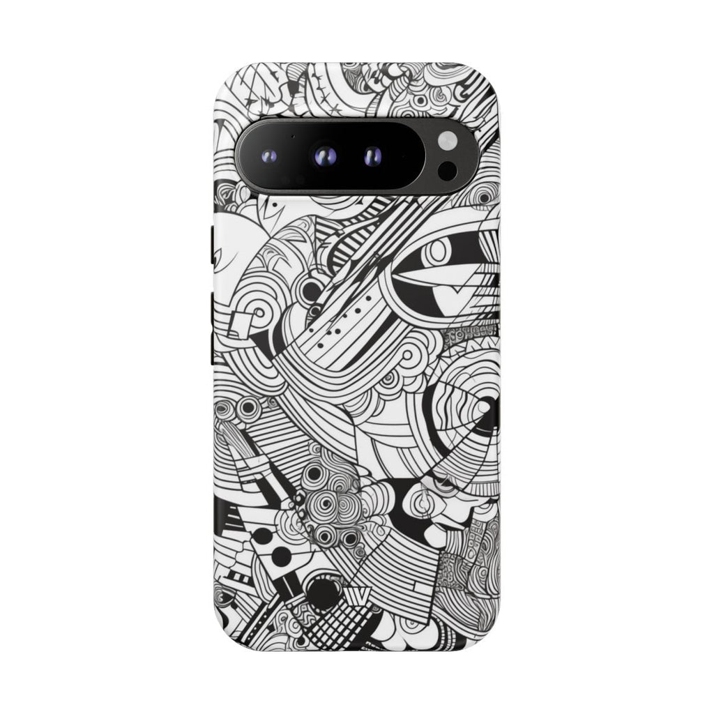 B&W ABSTRACT DOODLE | Tough Phone Case
