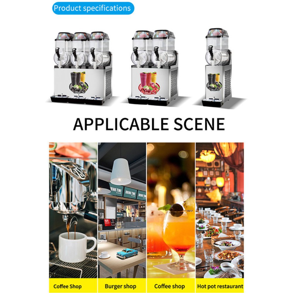 Premium Commercial Stainless Steel Slushy Machine With Triple Tank Advance Cooling, 45L (SAK52258)