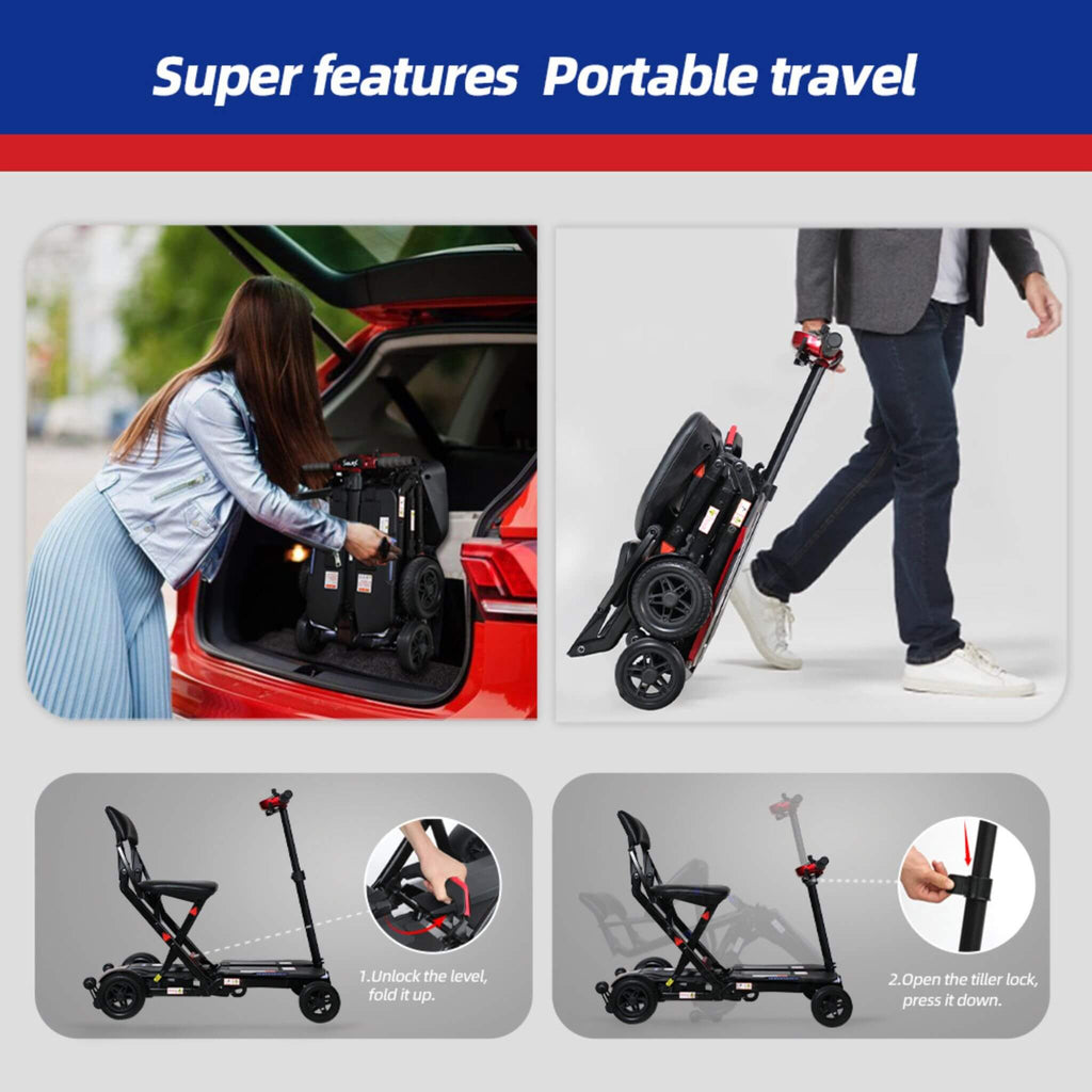 Ultra Lightweight 4-Wheel Folding Mobility Scooter With Remote For Adults And Elderly (SAK58976)